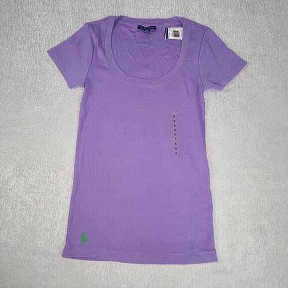 Ralph Lauren scoop neck longline Y2K vibes women's tshirt purple Size Small - Picture 1 of 7